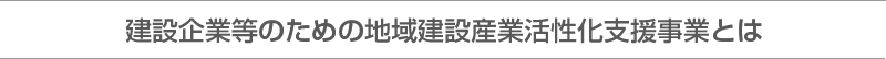 建設業等のための地域建設産業活性化支援事業の概要